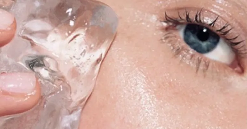 What happens to your skin if you rub an ice cube on your face